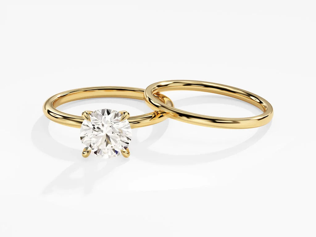 Round Cut Solitaire Ring Set