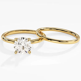 Round Cut Solitaire Ring Set