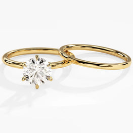 Round Cut Simple Bridal Set Ring