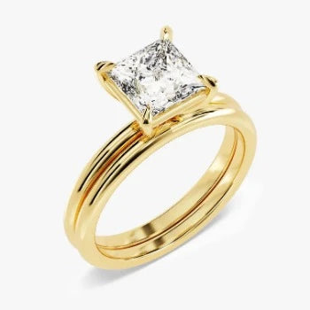 Princess Cut Solitaire Ring Set