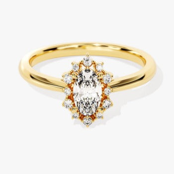 Oval Cut Sunburst Delicate Ring