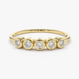 Round Bezel Set Dainty Ring