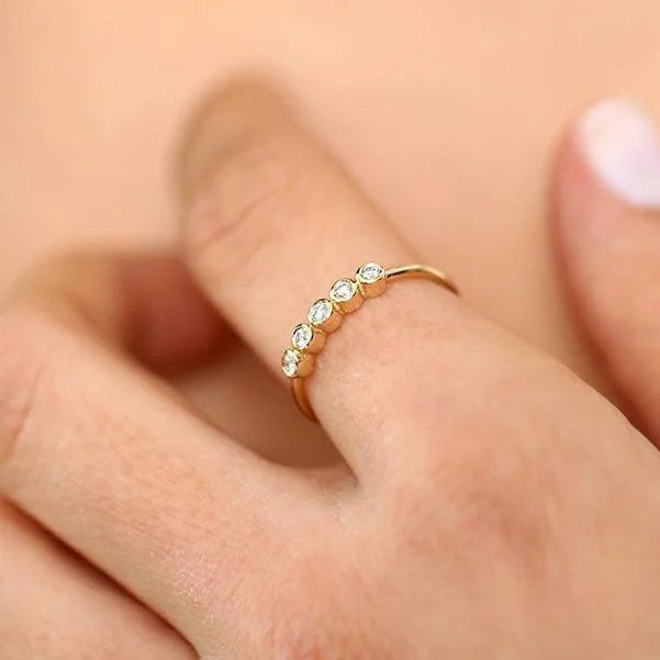 Round Bezel Set Dainty Ring