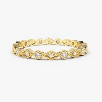 Round Cut Deco Eternity Band