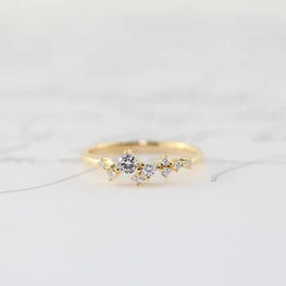 Cluster Simulated Diamond Dainty Ring