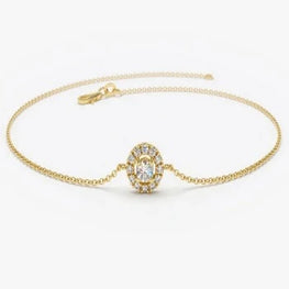 Round Halo Tiny Yellow Plated Bracelet