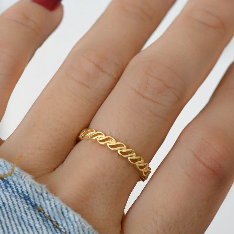 Dainty Stacking Wave Ring