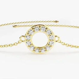 Pave Circle Charm Delicated Bracelet