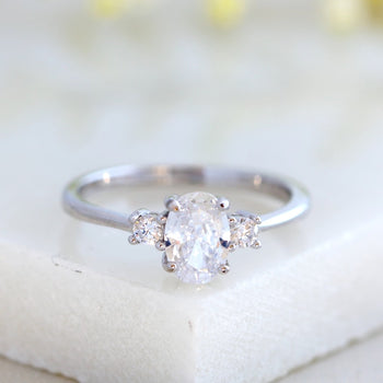 Oval Cut Three Stone Delicate Ring