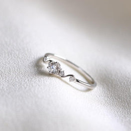 Solid White Gold Plated Moissanite Diamond Engagement Ring, Dainty Ring, Promise Ring, Anniversary Ring, Gift for Her - Jay Amar Gems