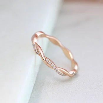 Dainty Twisted Sterling Silver Wedding Band