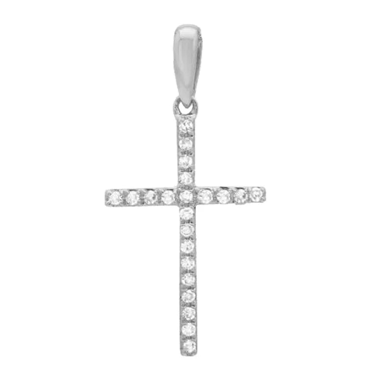 Diamond Cross Silver Pendant