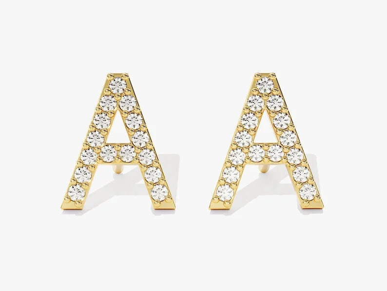 Personalized "A" Stud Earrings