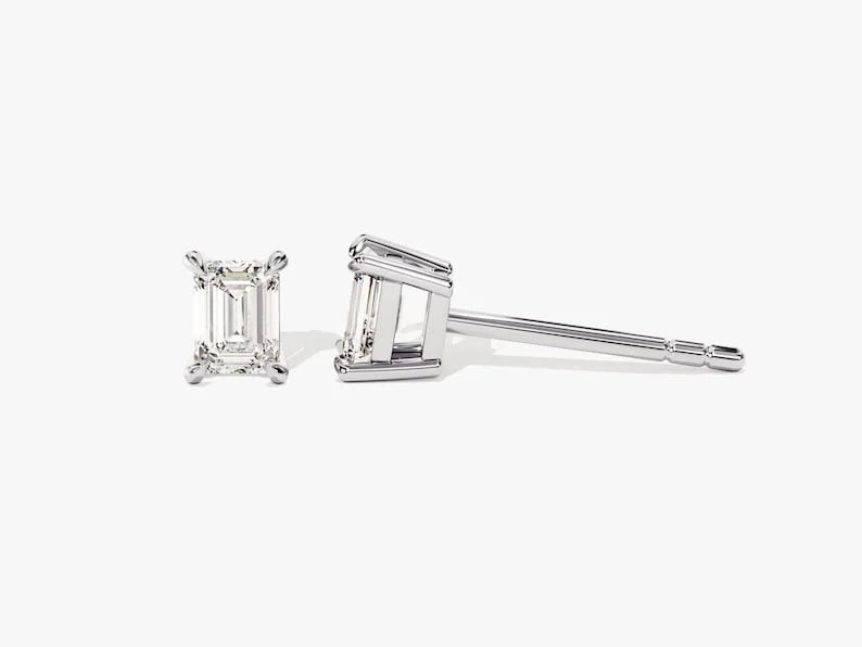 Emerald Cut Solitaire Stud Earrings