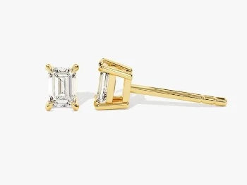 Emerald Cut Solitaire Stud Earrings