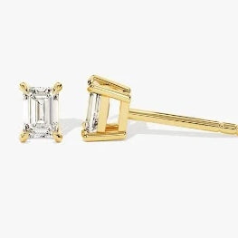 Emerald Cut Solitaire Stud Earrings