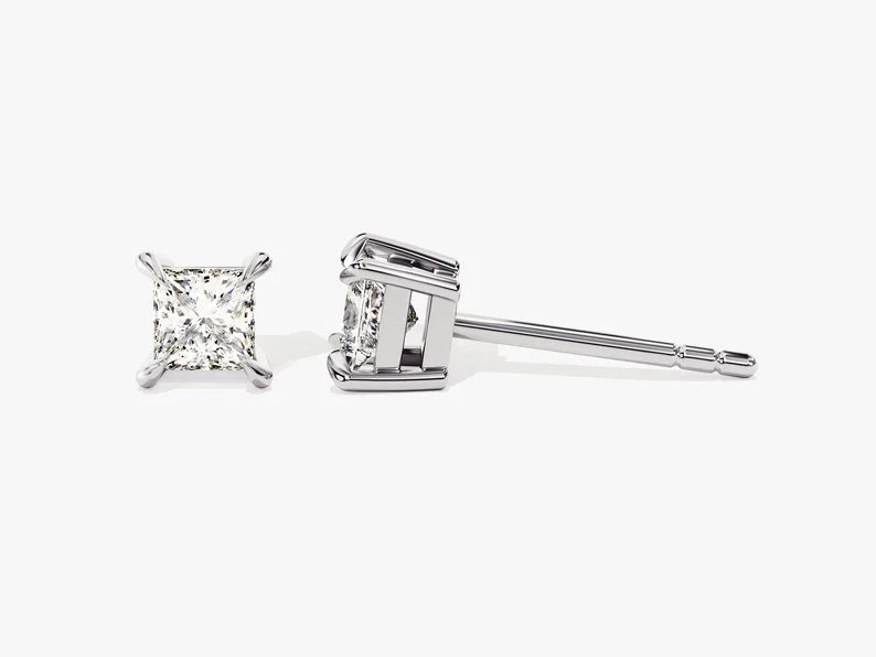 Princess Cut Solitaire Stud Earrings