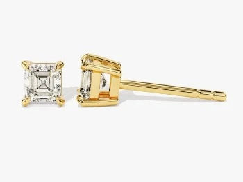 Asscher Cut Stud Solitaire Earrings