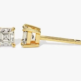 Asscher Cut Stud Solitaire Earrings