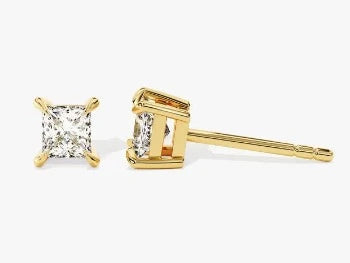 Princess Cut Solitaire Stud Earrings