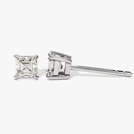 Asscher Cut Stud Solitaire Earrings