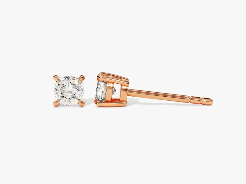 Cushion Cut Stud Solitairy Earring