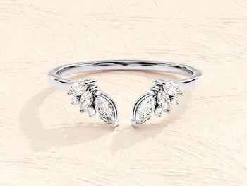 Marquise Cut Moissanite Open Ring