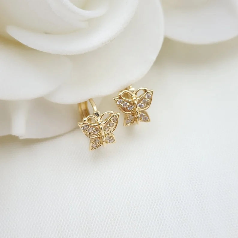 Delicate Butterfly Huggie Earrings