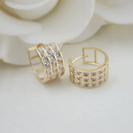 Round Channel Set Huggie Earrings