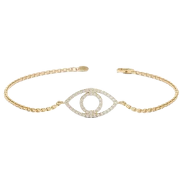 Delicated Evil Eye Charm Yellow Plated Bracelet