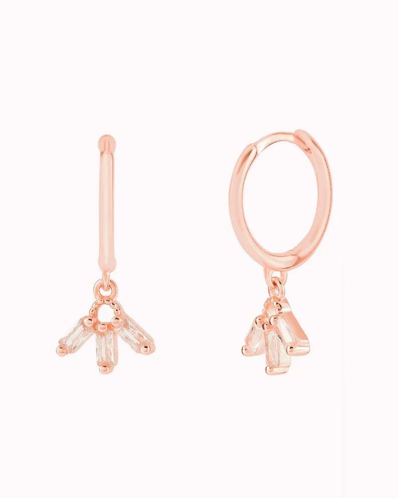 Dainty Baguette Cut Huggie Earrings