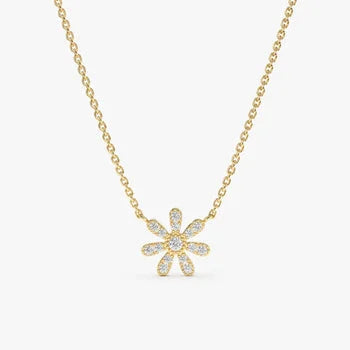 Daisy Flower Charm Necklace