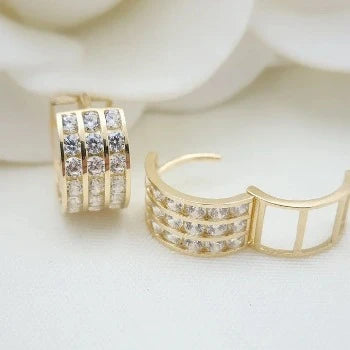 Round Channel Set Huggie Earrings