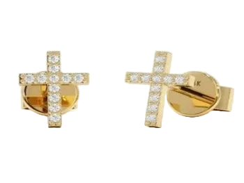 Minimal Cross 14k Yellow Plated Earrings