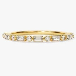 Baguette Half Eternity Wedding Band