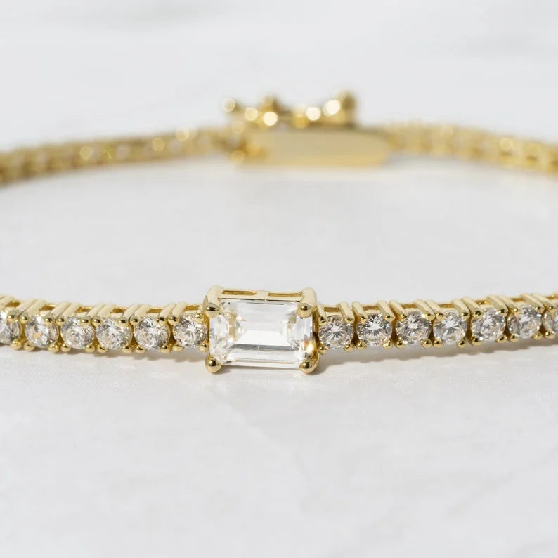 Baguette Cut Delicate Tennis Bracelet