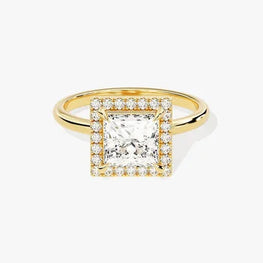 Princess Cut Halo Moissanite Ring