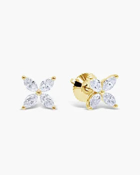 Marquise Shape Floral Stud Stunning Earrings