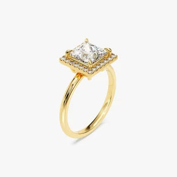 Princess Cut Halo Moissanite Ring