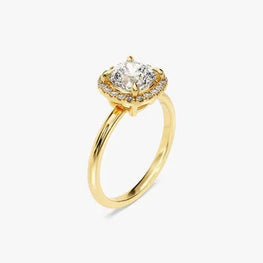 Cushion Cut Halo Sterling Silver Ring