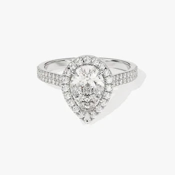 Pear Shape Halo Style Art Deco Ring