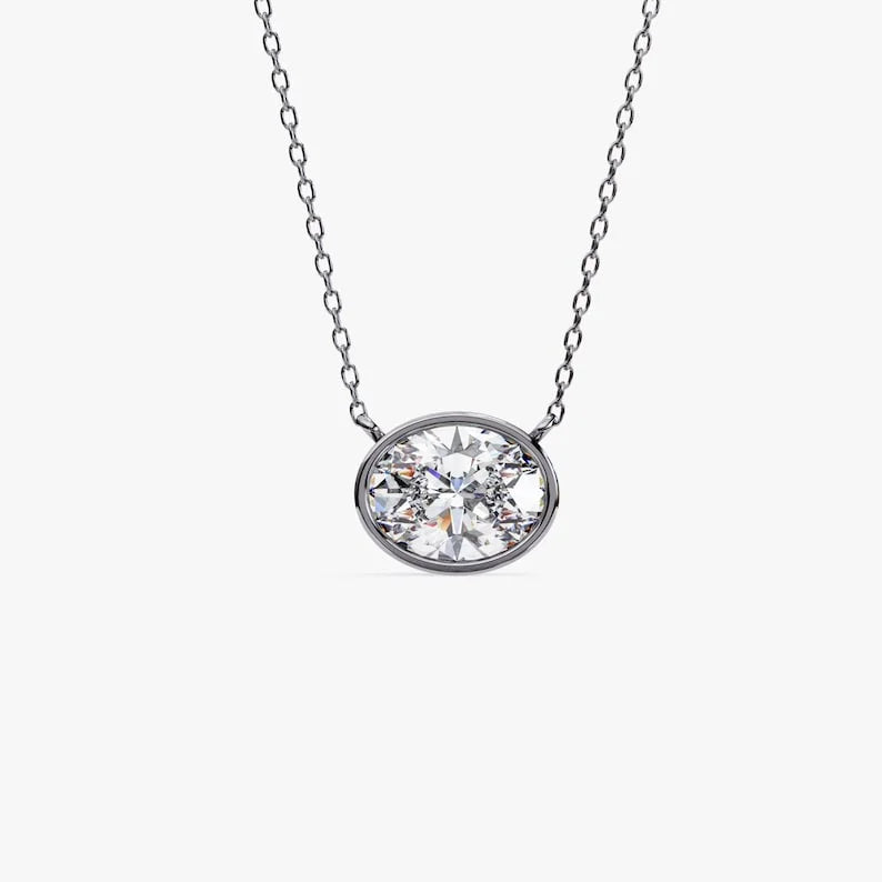 Oval Cut Bezel Dainty Necklace