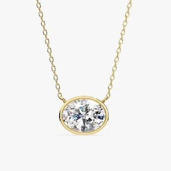 Oval Cut Bezel Dainty Necklace