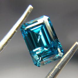 0.90Ct Blue Emerald Cut Lab Created Diamond