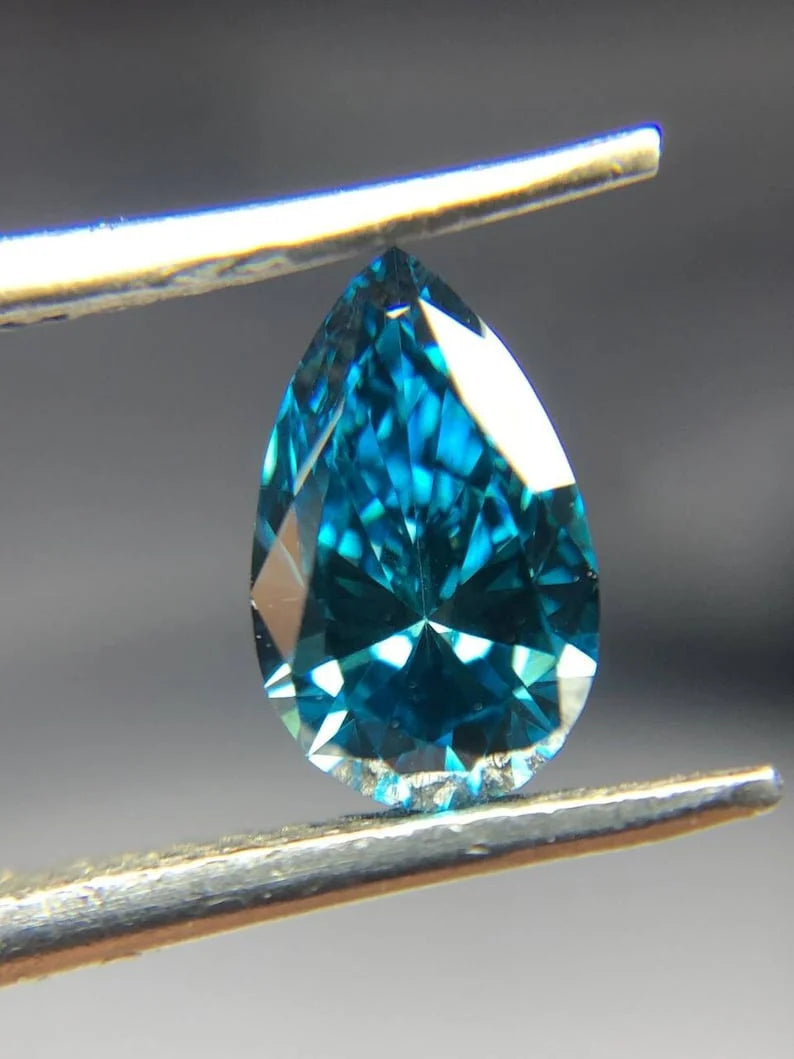 0.78Ct Pear Cut Blue Lab Grown Diamond