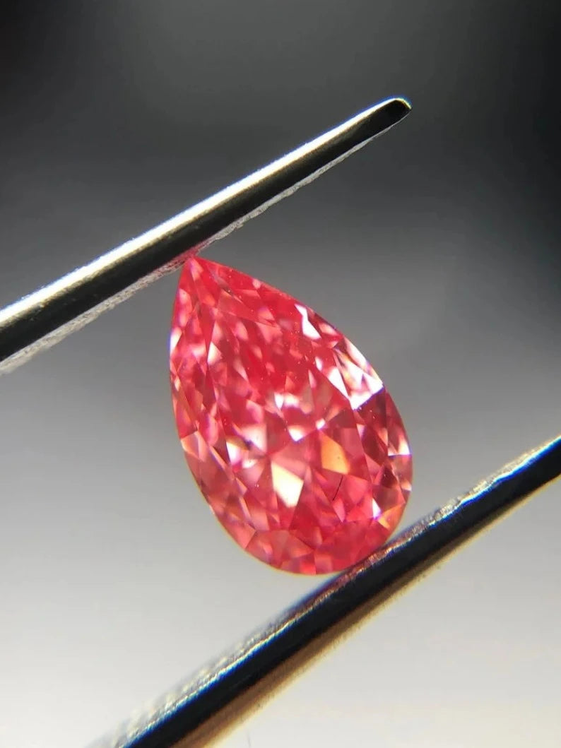 0.61Ct Pear Cut Lab Grown Pink Diamond