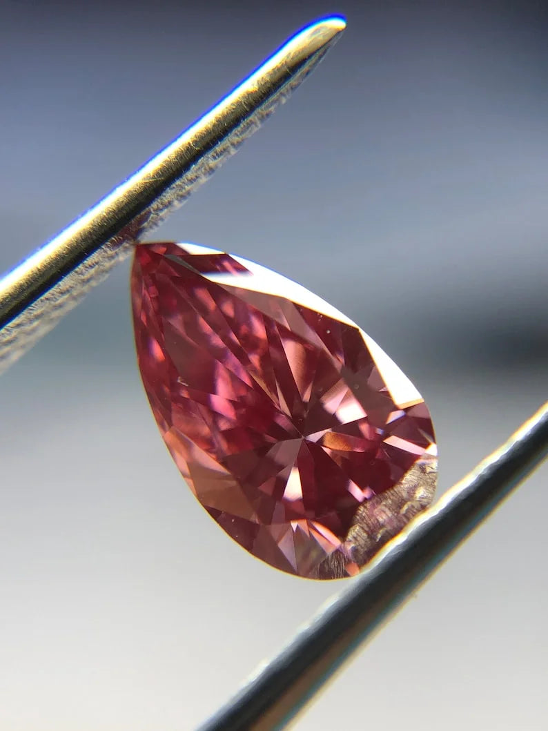 0.89Ct Pink Lab Grown Pear Cut Diamond