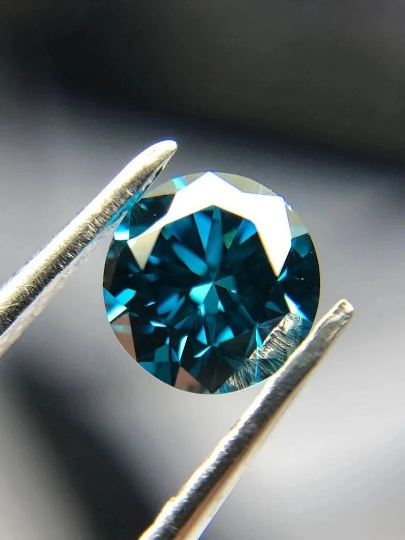 0.45Ct Blue Round Cut Lab Created Diamond