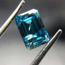 0.90Ct Blue Emerald Cut Lab Created Diamond