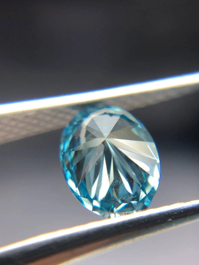 0.58Ct Blue Oval Cut Lab Created Diamond